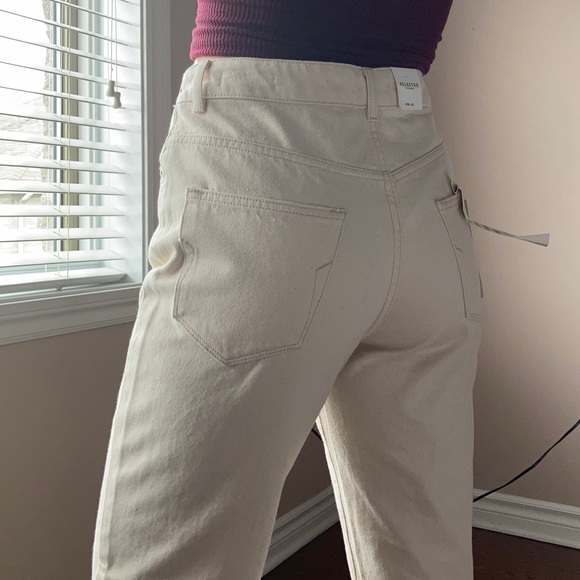 Cream 100% cotton high waisted jeans - Picture 4 of 7